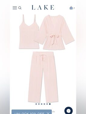 Maternity DreamModal™ Kimono Three-Piece Set in English Rose Pencil Stripe
